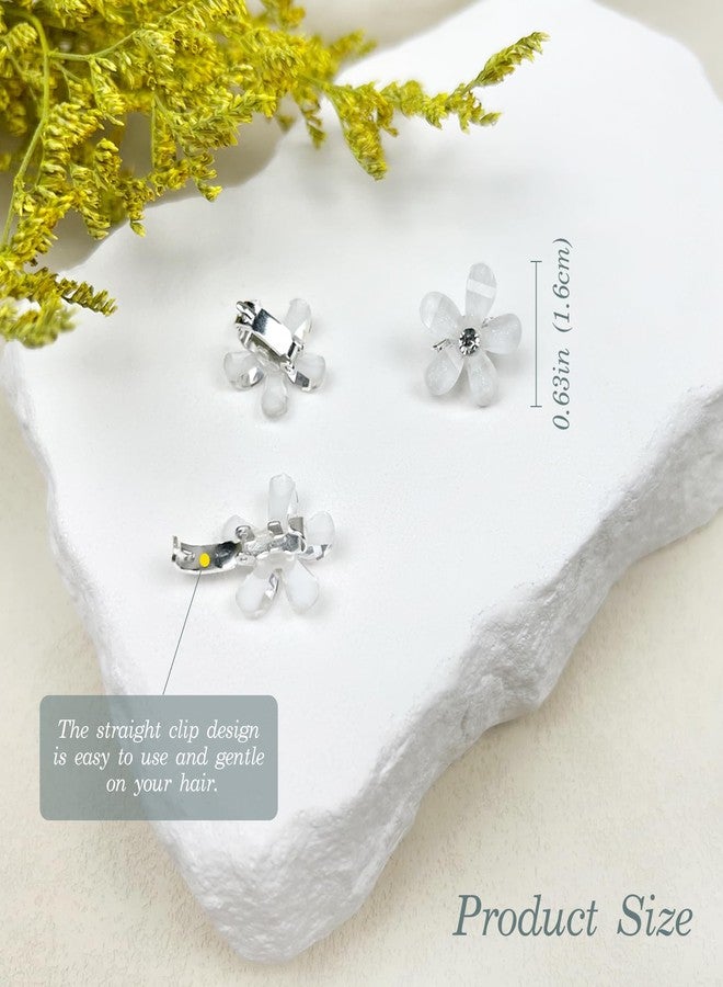 Zoolinn Mini Rhinestone Hair Clips – White Flower Shape, Decorative Bridal Barrettes for Women & Girls, Stylish and Elegant Hair Accessories(20 Pack) - Image 2